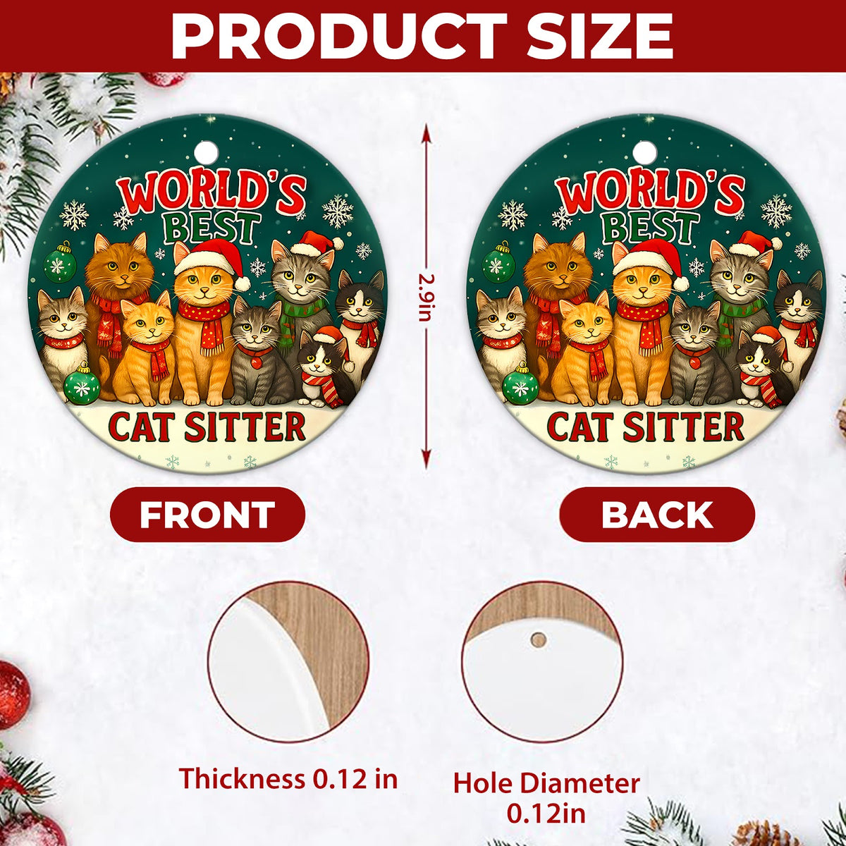Cat Sitter Christmas Ornament, Thank You Pet Care Gift, Ceramic Hanging Tree Decoration