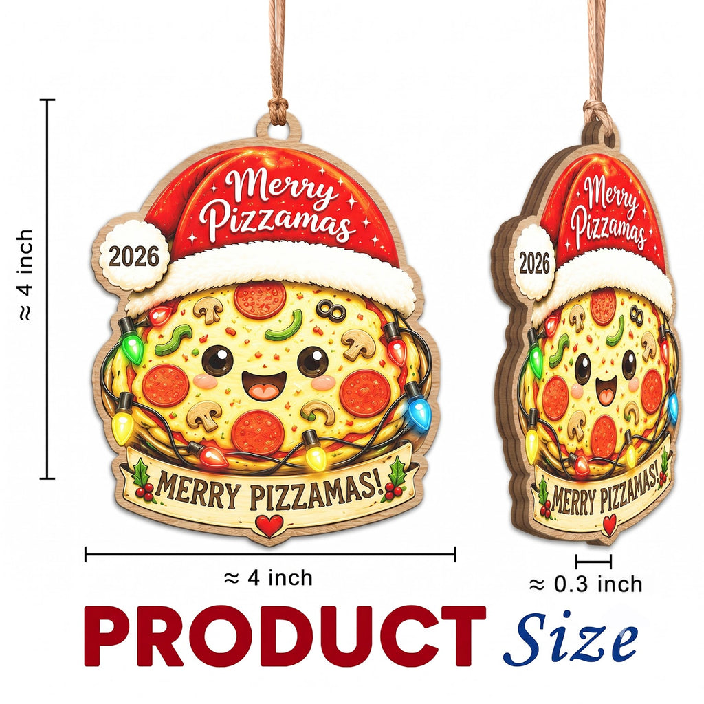 Pizza Wood Christmas Ornament