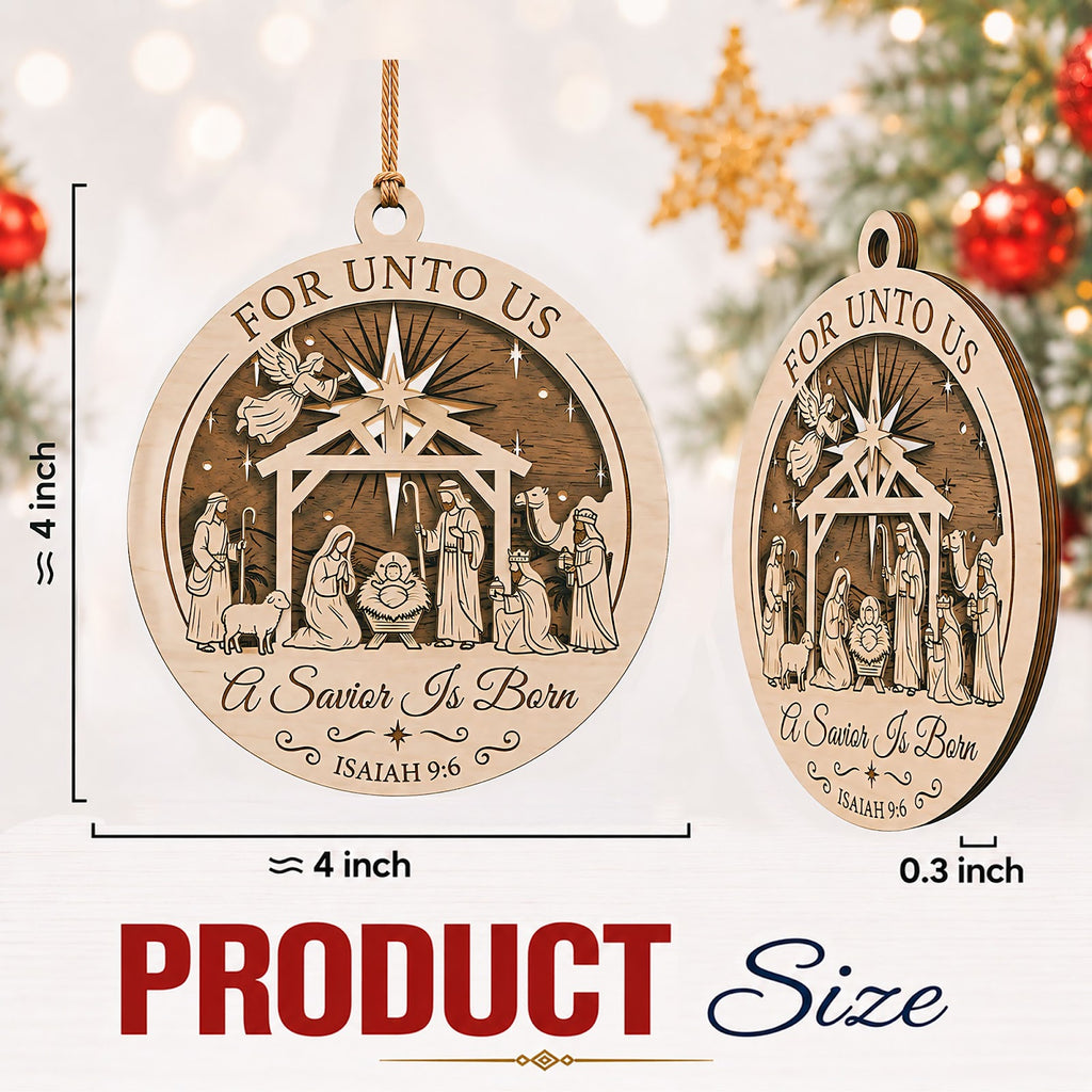 Savior Christmas Ornament, Religious Christian Gift, Wood Hanging Tree Decoration
