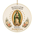 Virgen de Guadalupe design on a glazed ceramic disc. Keepsake for Catholic families, and Hispanic households who keep th