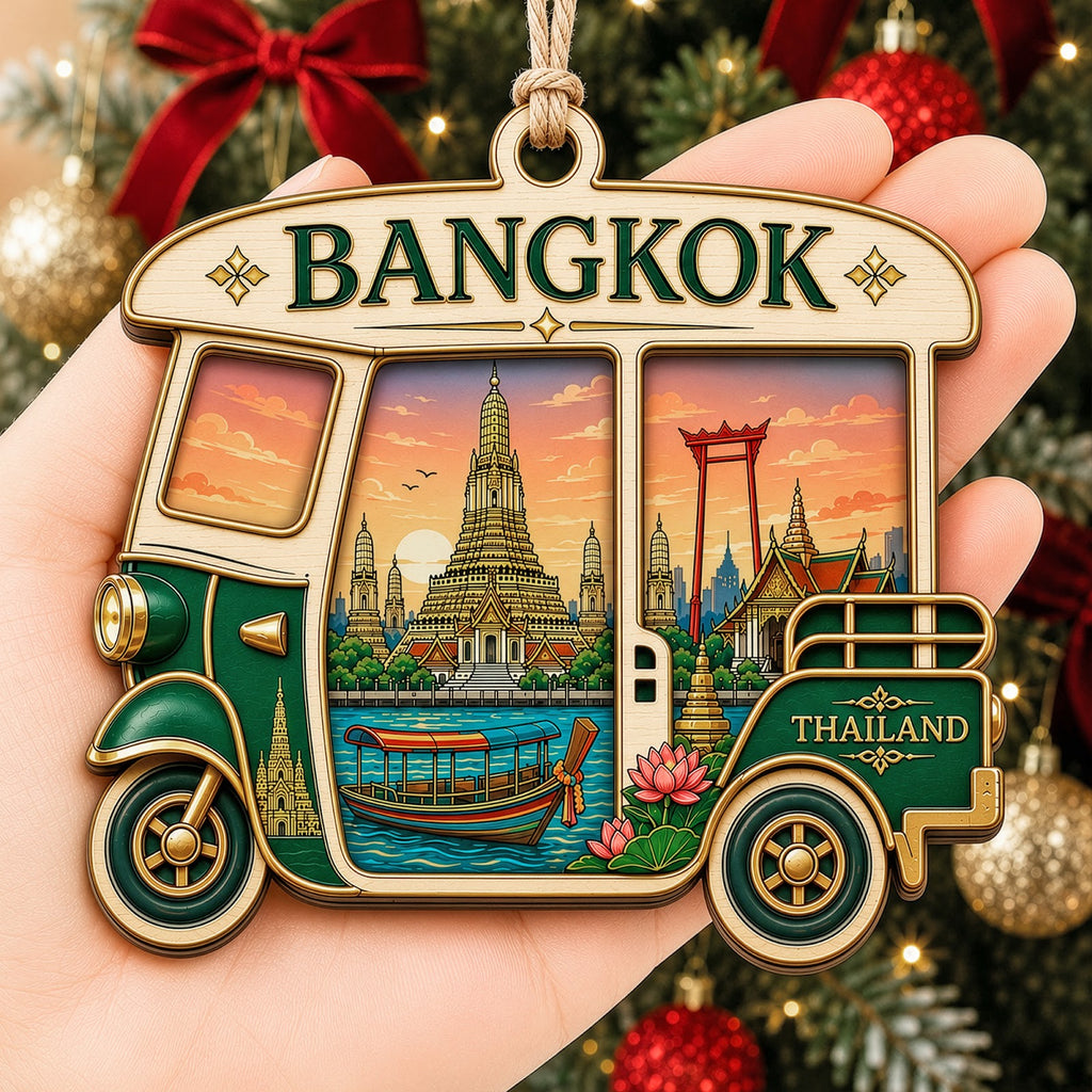 Venice Christmas Ornament, Italy Gondola and Canal Souvenir Gift, Wood Hanging Tree Decoration
