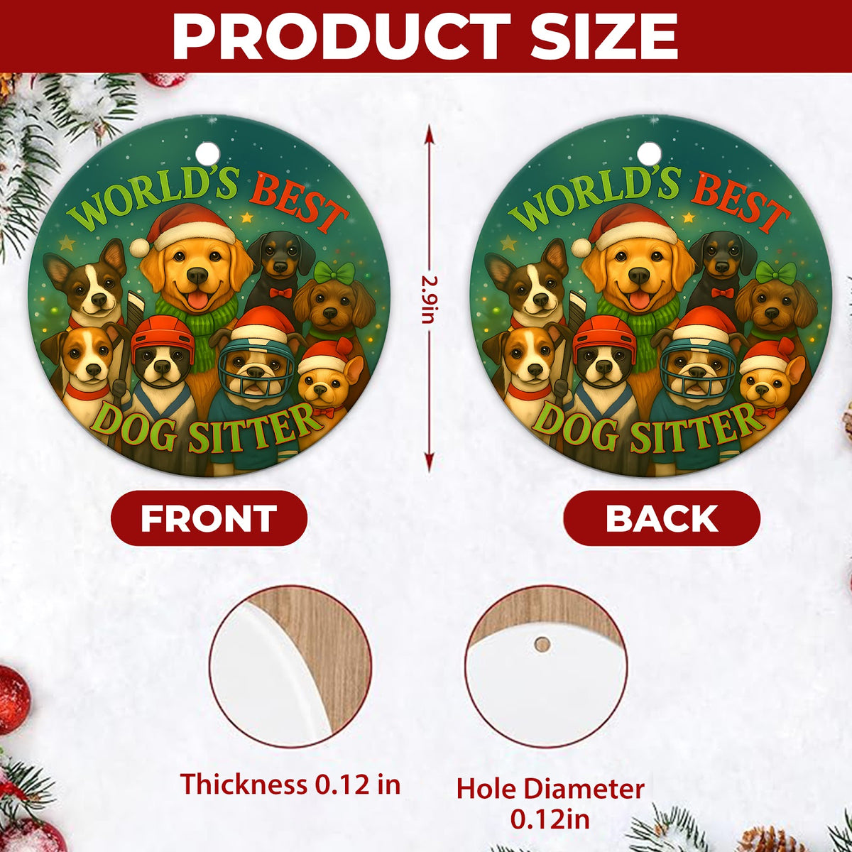 Dog Sitter Christmas Ornament, Thank You Pet Care Gift, Ceramic Hanging Tree Decoration