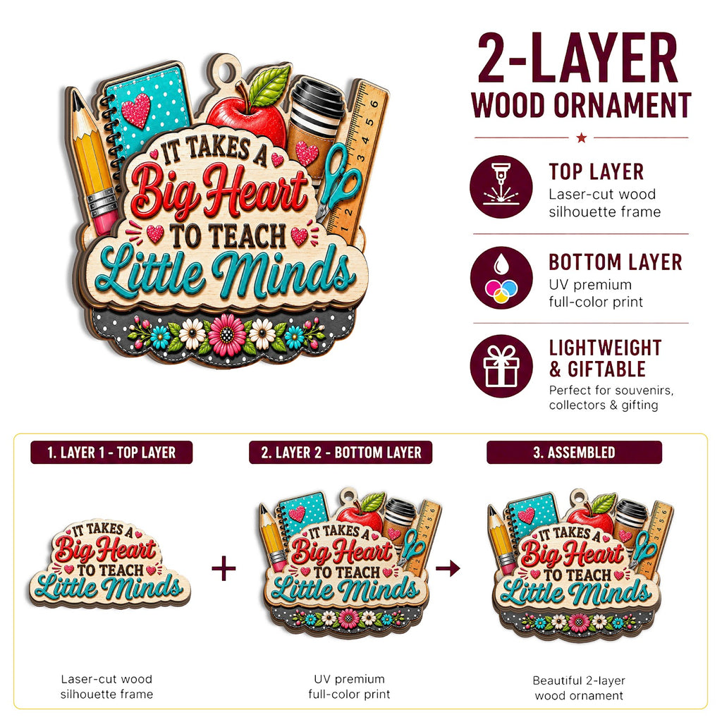 Teacher Wood Christmas Ornament