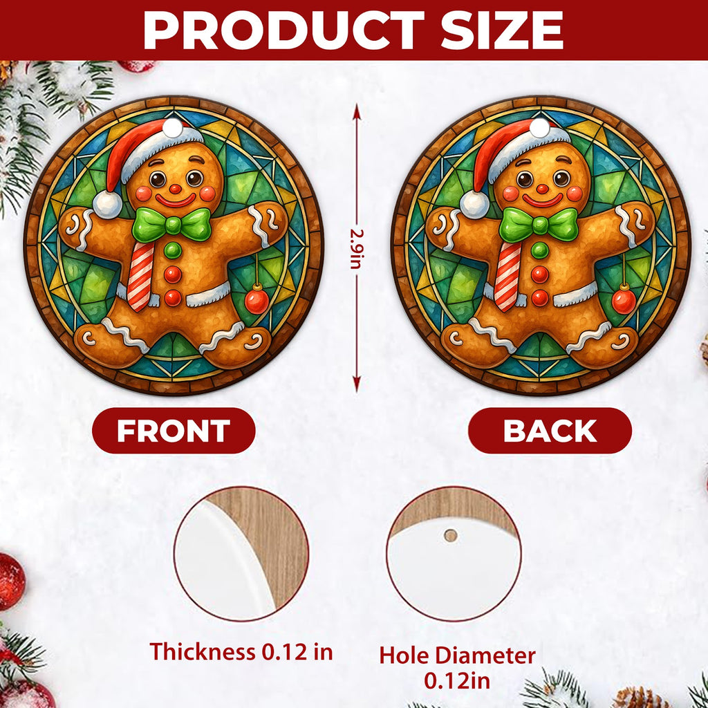Gingerbread Man Christmas Ornament, Stained Glass Kids Gift Idea, Ceramic Tree Decoration