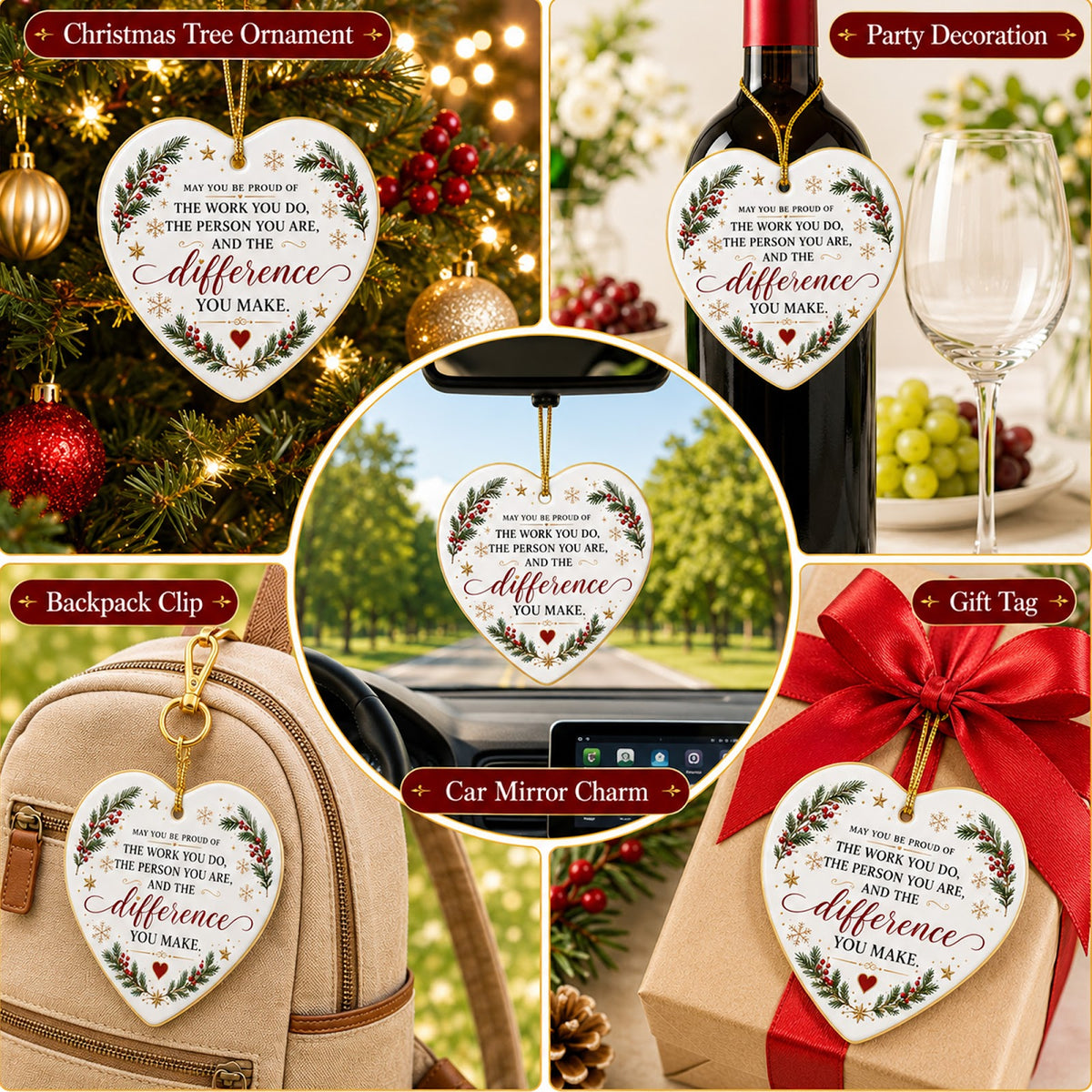 Proud of the Difference You Make Christmas Ornament, Appreciation Keepsake, Ceramic Ornament