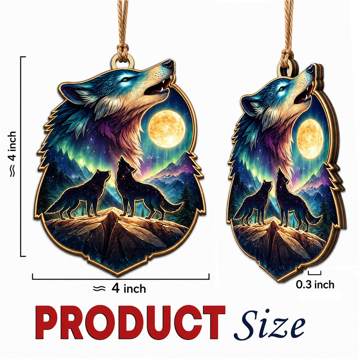 Wolf Christmas Ornament, Stocking Stuffer For Wolf Lover, Wood Hanging Tree Decoration
