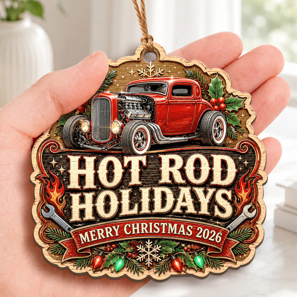 Hot Rod Classic Car Custom Christmas Ornament, Stocking Stuffer For Car Guy, Wood Ornament