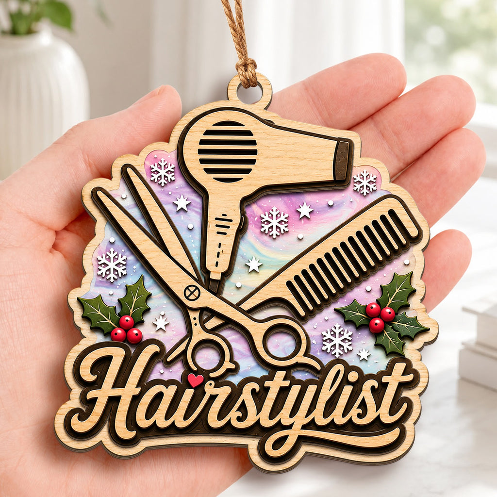 Hairstylist Wood Christmas Ornament