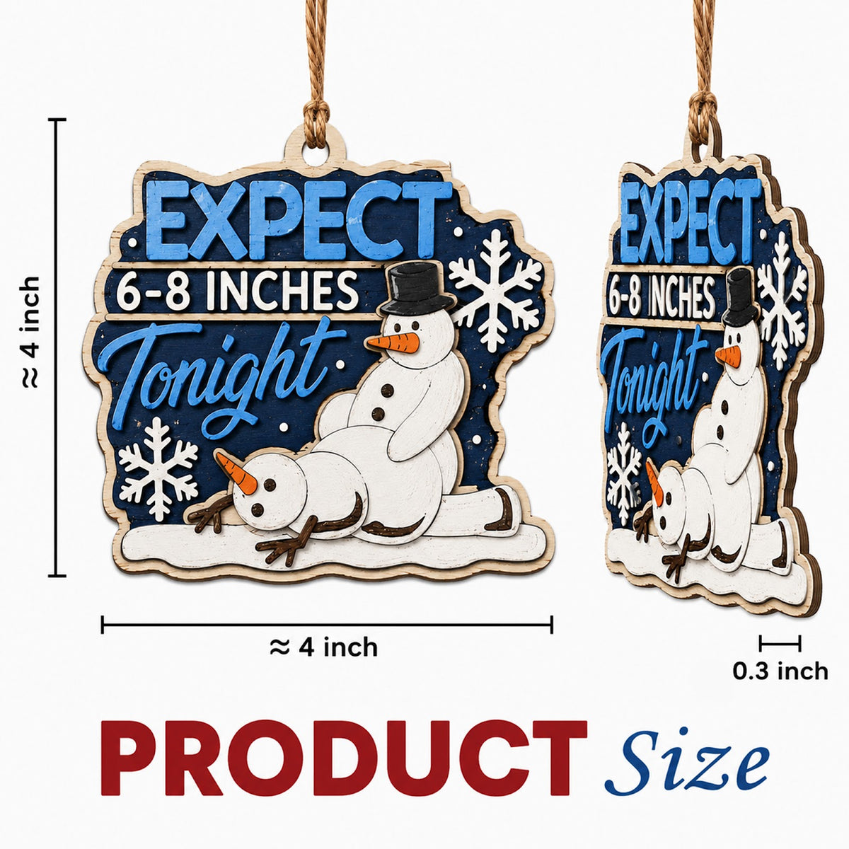 Six To Eight Inches Funny Humor Christmas Ornament, Cheeky Innuendo Keepsake, Wood Ornament