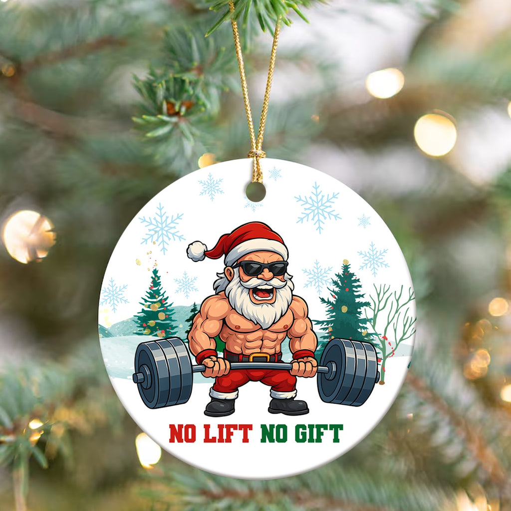 Gym Christmas Ornament, No Lift No Gift Funny Lifter Gift, Ceramic Hanging Tree Decoration