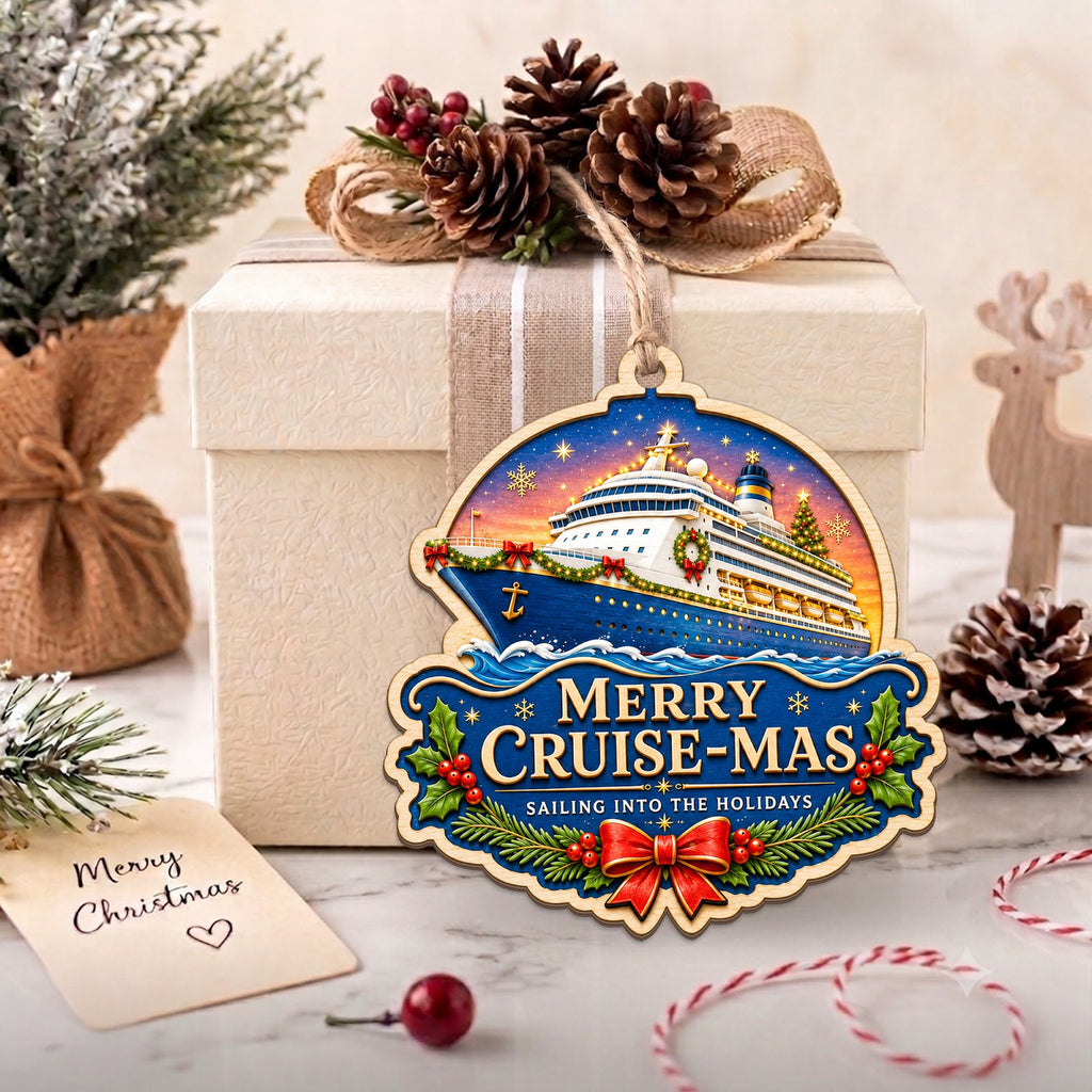 Cruisemas Cruise Ship Christmas Ornament, Stocking Stuffer For Cruise Lover, Wood Ornament