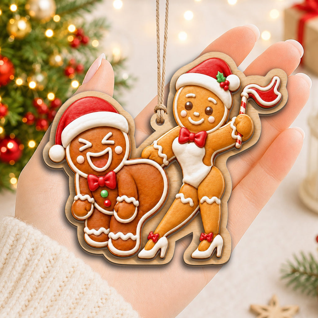 Naughty Gingerbread Man Funny Christmas Ornament, Naughty Stocking Stuffer, Wood Ornament