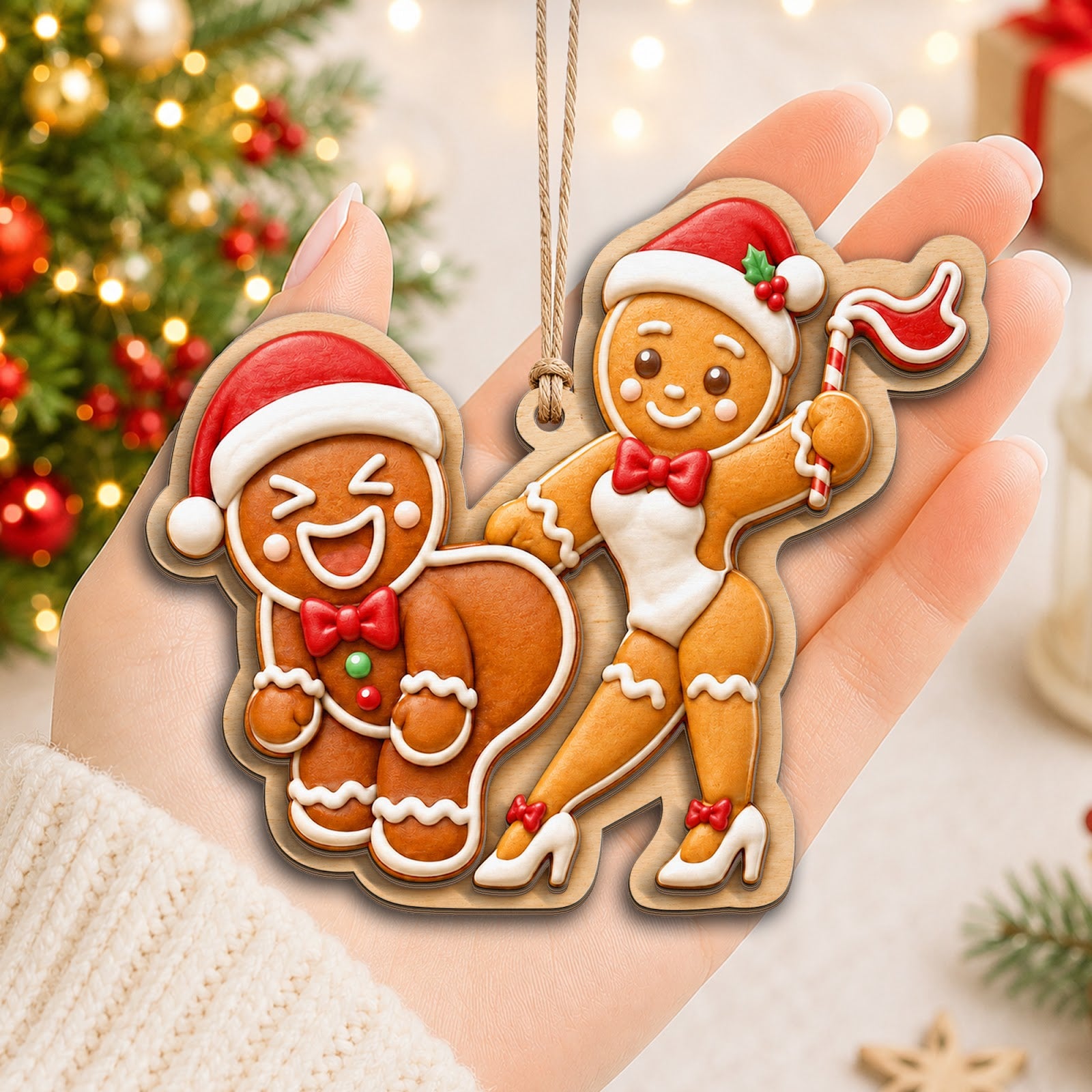 Naughty Gingerbread Man Funny Christmas Ornament, Naughty Stocking Stuffer, Wood Ornament