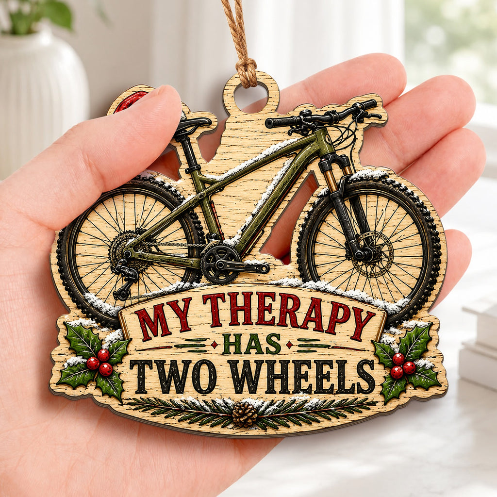 Bicycle Cycling Bike Rider Christmas Ornament, Stocking Stuffer For Cyclist, Wood Ornament