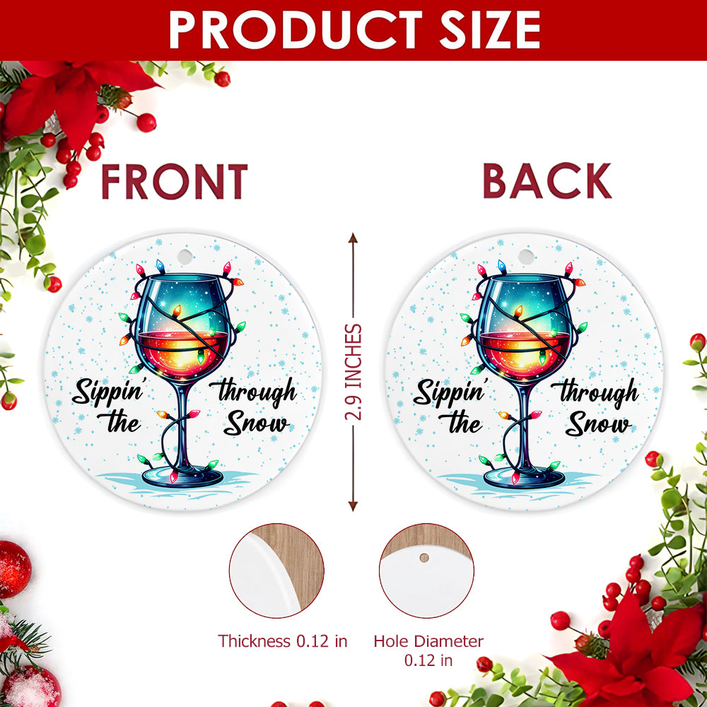 Wine Christmas Ornament, Funny Glass String Lights Gift, Ceramic Hanging Tree Decoration