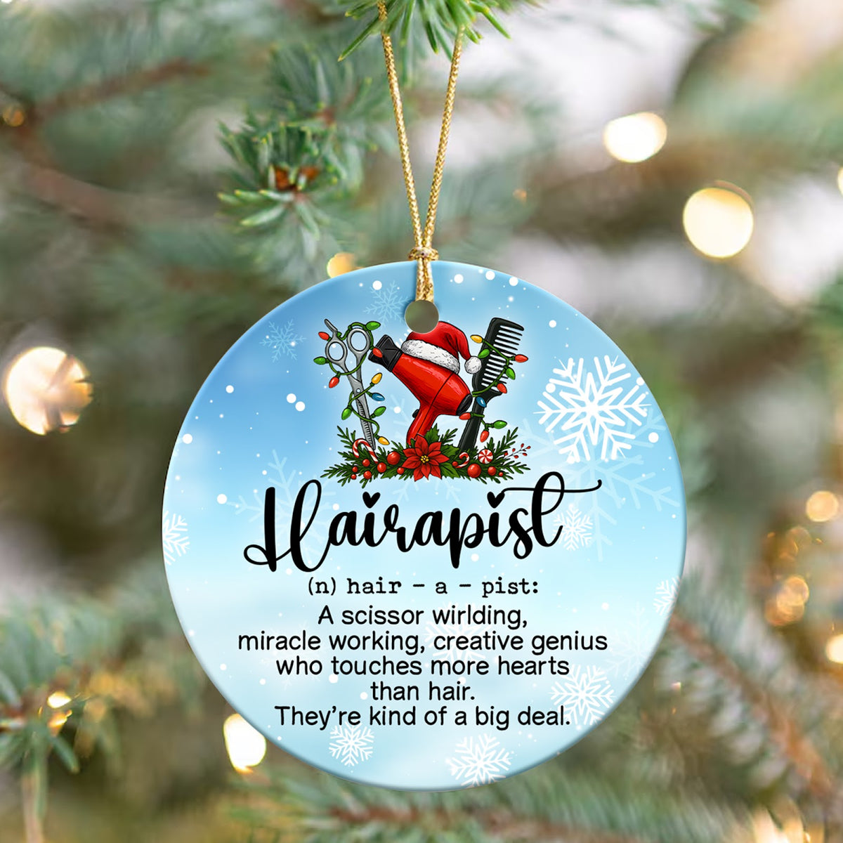 Hairstylist Christmas Ornament, Funny Salon Thank You, Ceramic Hanging Tree Decoration