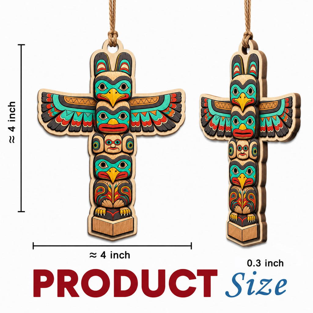 Whimsical Totem Pole Native Art Christmas Ornament, Pacific Northwest Keepsake, Wood Ornament