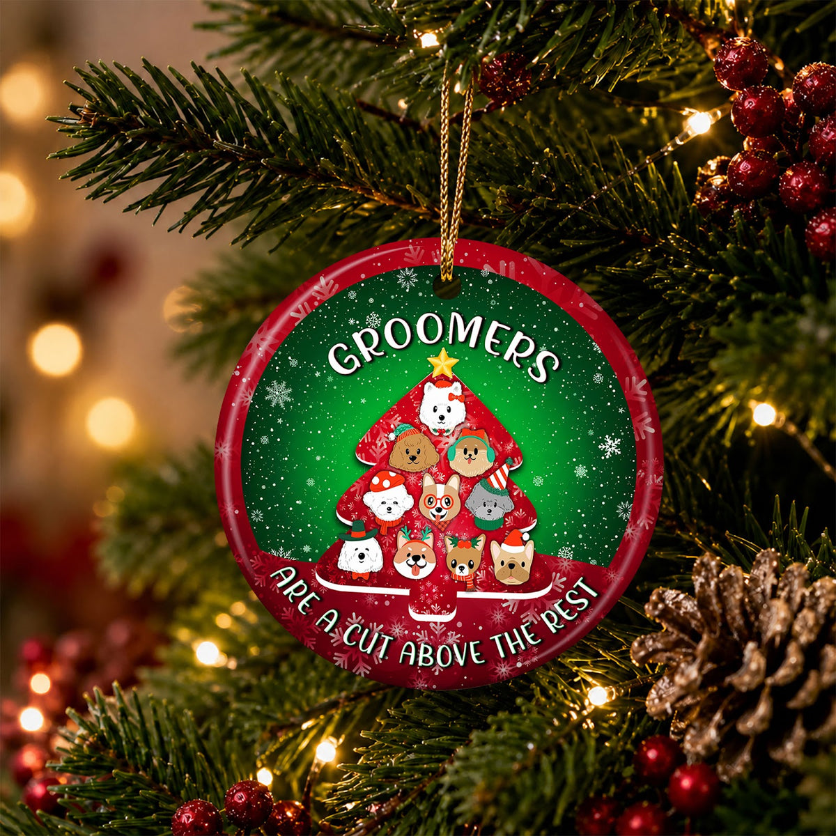 Dog Groomer Christmas Ornament, A Cut Above The Rest Salon Gift, Ceramic Tree Decoration