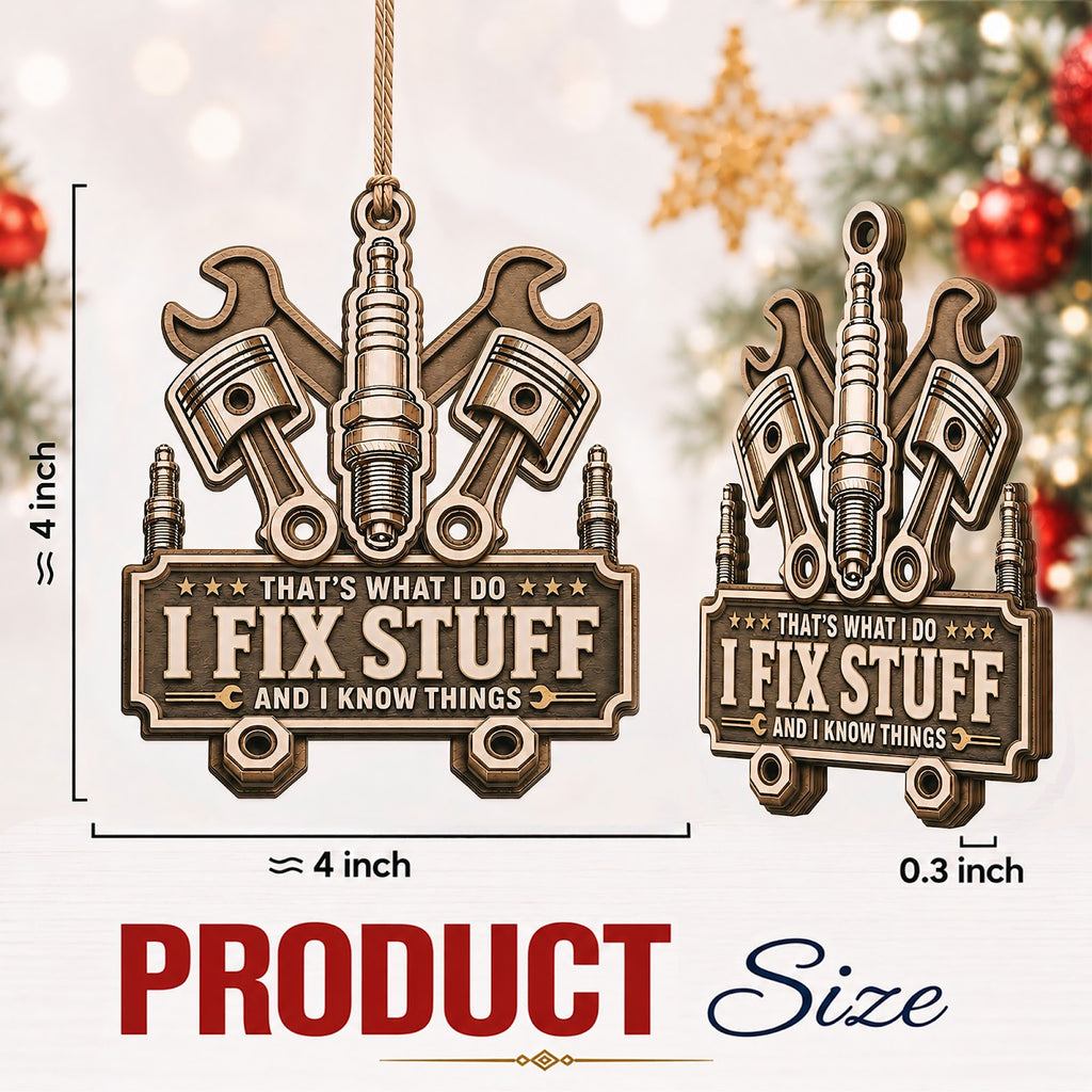 Mechanic That Christmas Ornament, Stocking Stuffer For Car Guy, Wood Hanging Tree Decoration
