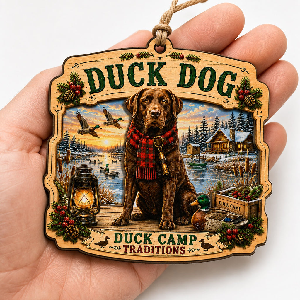 Duck Dog Hunting Retriever Lab Christmas Ornament, Lab Retriever Keepsake, Wood Tree Decoration