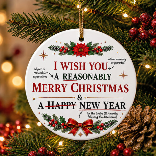 A Reasonably Merry Christmas Ornament, Funny Lawyer Gift, Ceramic Hanging Tree Decoration