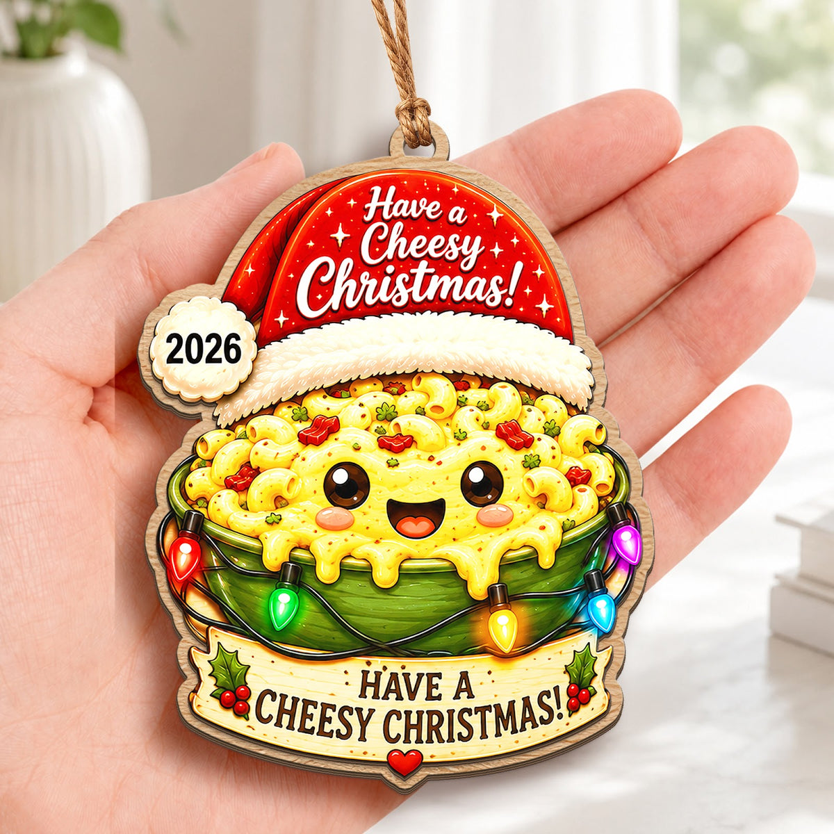 Mac And Cheese Wood Christmas Ornament