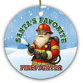 Santa in Full Turnout Gear Working a Hose Nozzle. Ceramic Keepsake for Career and Volunteer Firefighters.