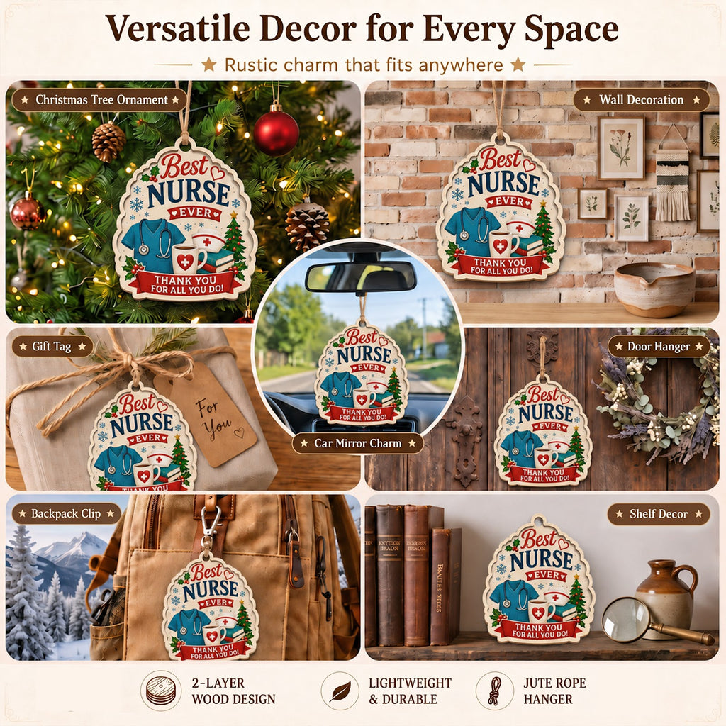 Nurse Wood Christmas Ornament