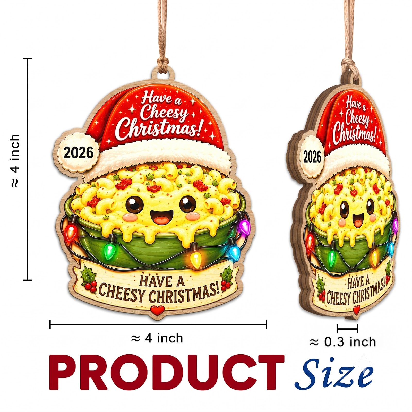 Mac And Cheese Wood Christmas Ornament