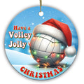 Volleyball in a Santa Hat Wrapped in Bulb Lights in a Snowdrift. Ceramic Keepsake for Volleyball Teams.