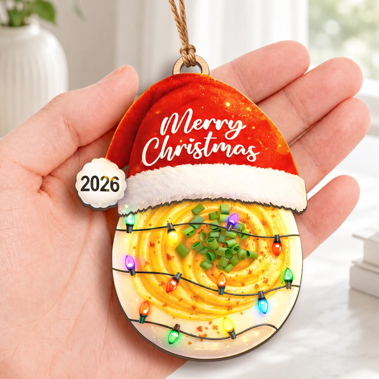 Deviled Egg Wood Christmas Ornament