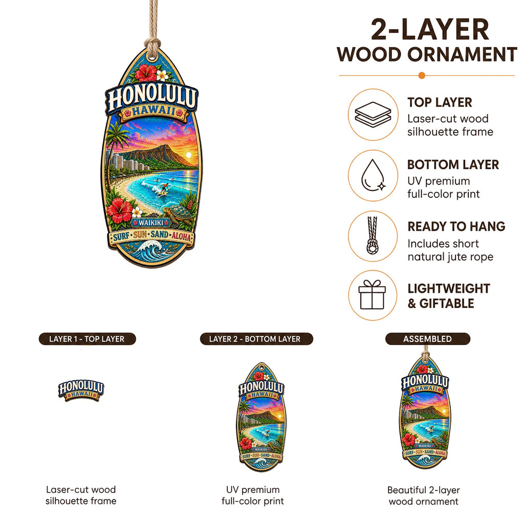 Sydney Christmas Ornament, Australia Opera House and Harbor Bridge Gift, Wood Tree Decoration