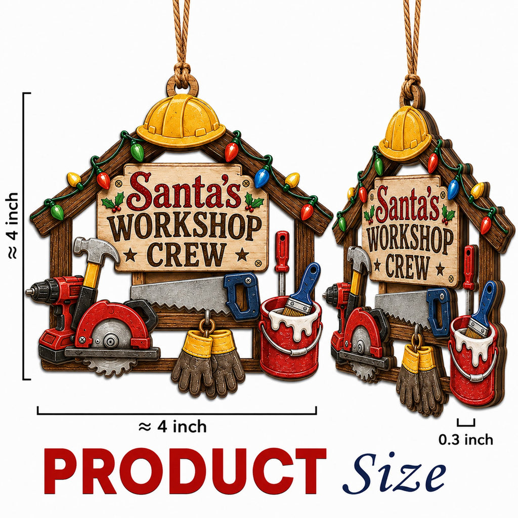 Construction Worker Christmas Ornament, Stocking Stuffer For Hard Hat Worker, Wood Ornament