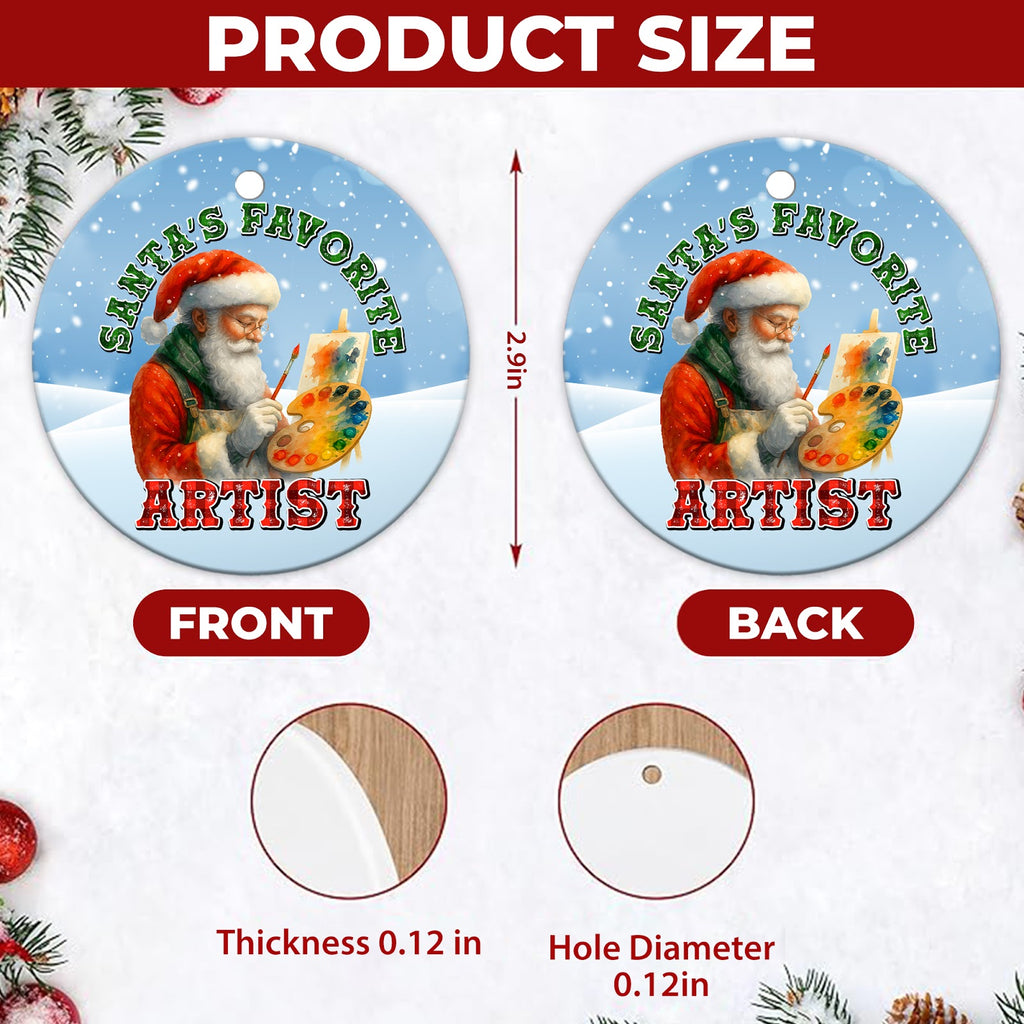 Artist Christmas Ornament, Santas Favorite Artist Gift, Ceramic Hanging Tree Decoration