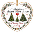And Then There Were Three design on a glazed ceramic disc. Keepsake for expecting couples and grandparents-to-be.