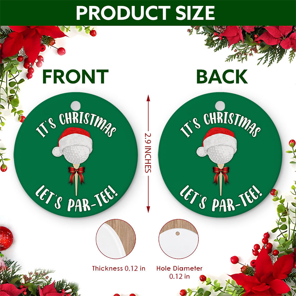 Golf Christmas Ornament, Funny Par Tee Golfer Gift Idea, Ceramic Hanging Tree Decoration