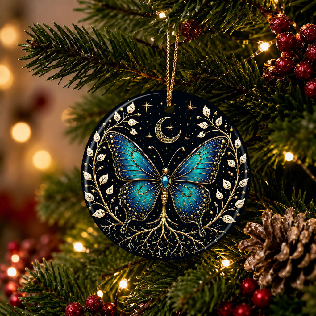 Tree of Life Butterfly Christmas Ornament, Butterfly Memorial Gift, Ceramic Tree Decoration