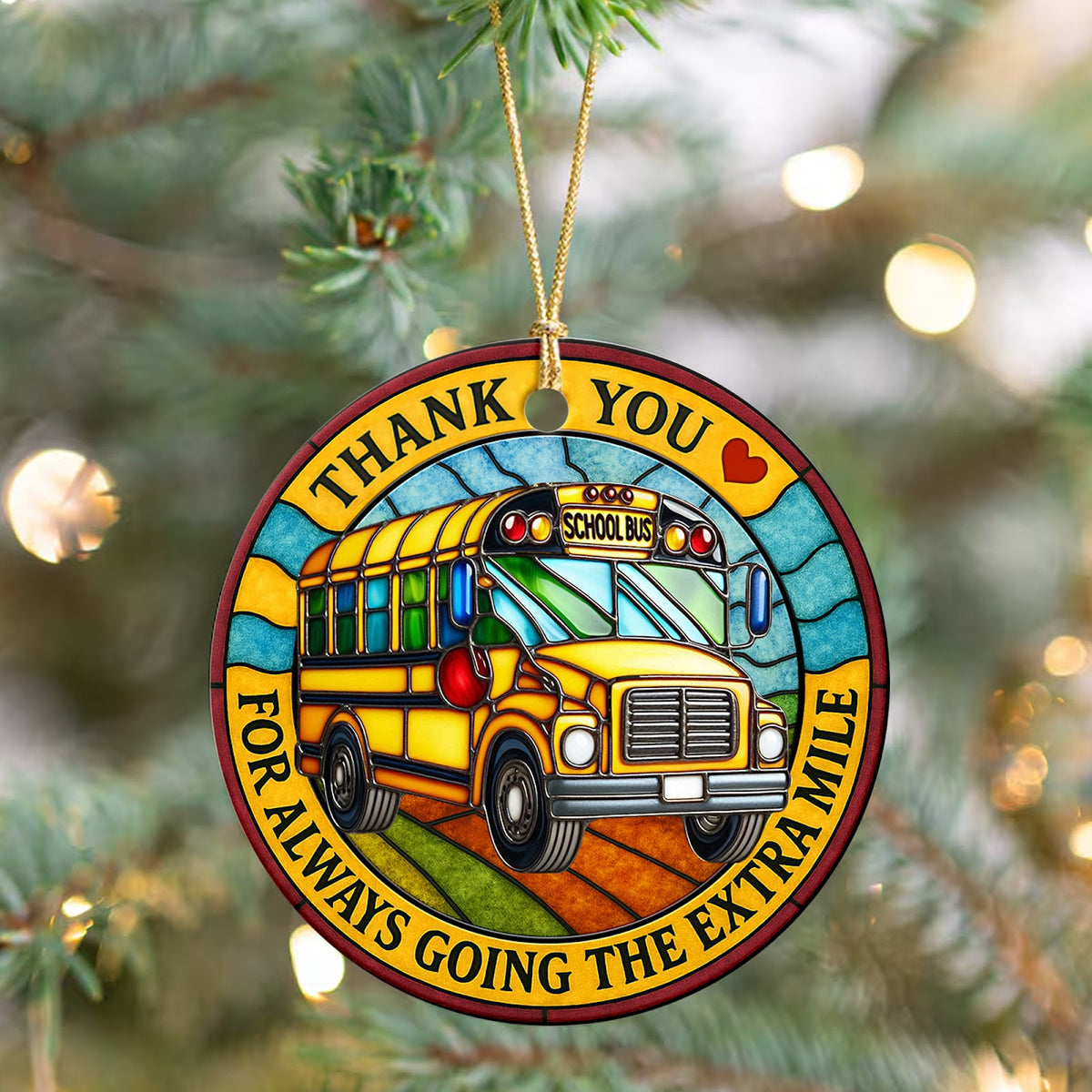 Bus Driver Christmas Ornament, School Thank You Gift, Ceramic Hanging Tree Decoration