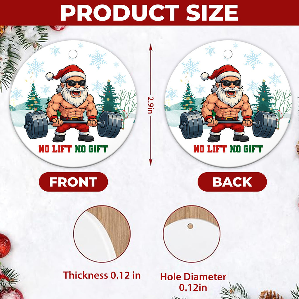 Gym Christmas Ornament, No Lift No Gift Funny Lifter Gift, Ceramic Hanging Tree Decoration