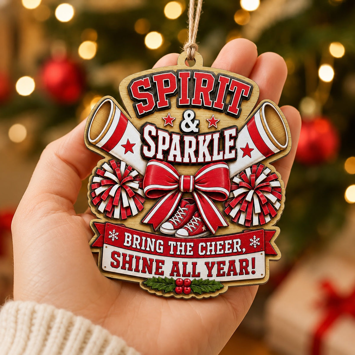 Cheerleader Wood Christmas Ornament