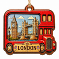 A Red Double Decker Bus With Classic Windows and Route Signage. Wood Keepsake for British Culture Fans.