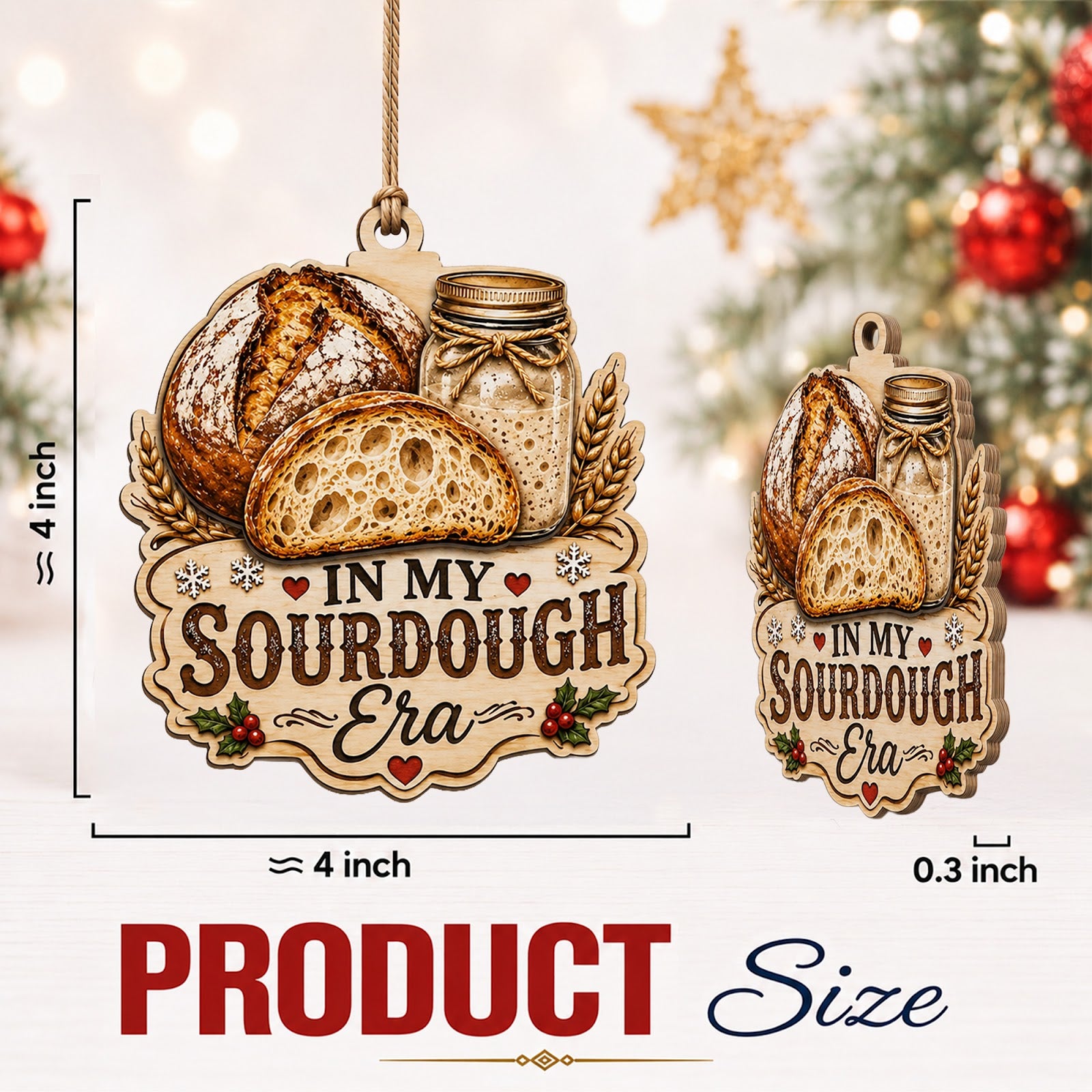 Sourdough Era Wood Christmas Ornament