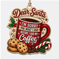 Coffee Mug Plaque Jokes About Needing Coffee Before Santa Visits. Funny Gift For Coffee Lovers.
