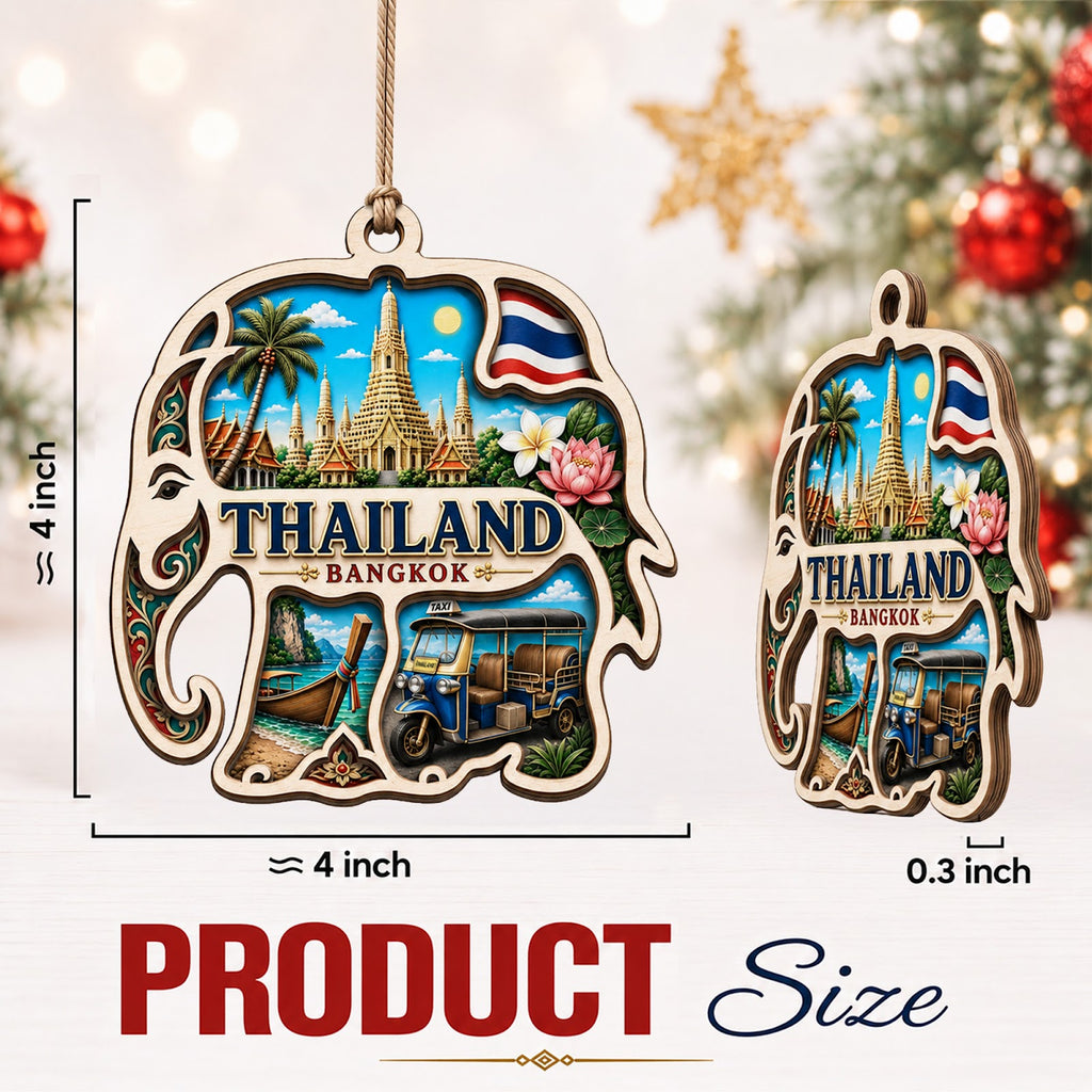 Dubai Christmas Ornament, UAE Gulf Skyline Travel Souvenir Gift, Wood Hanging Tree Decoration