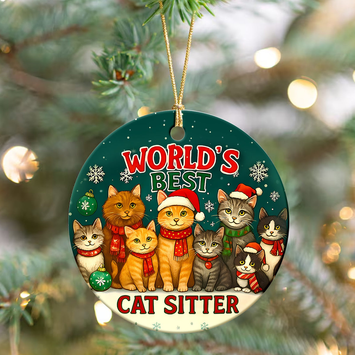 Cat Sitter Christmas Ornament, Thank You Pet Care Gift, Ceramic Hanging Tree Decoration