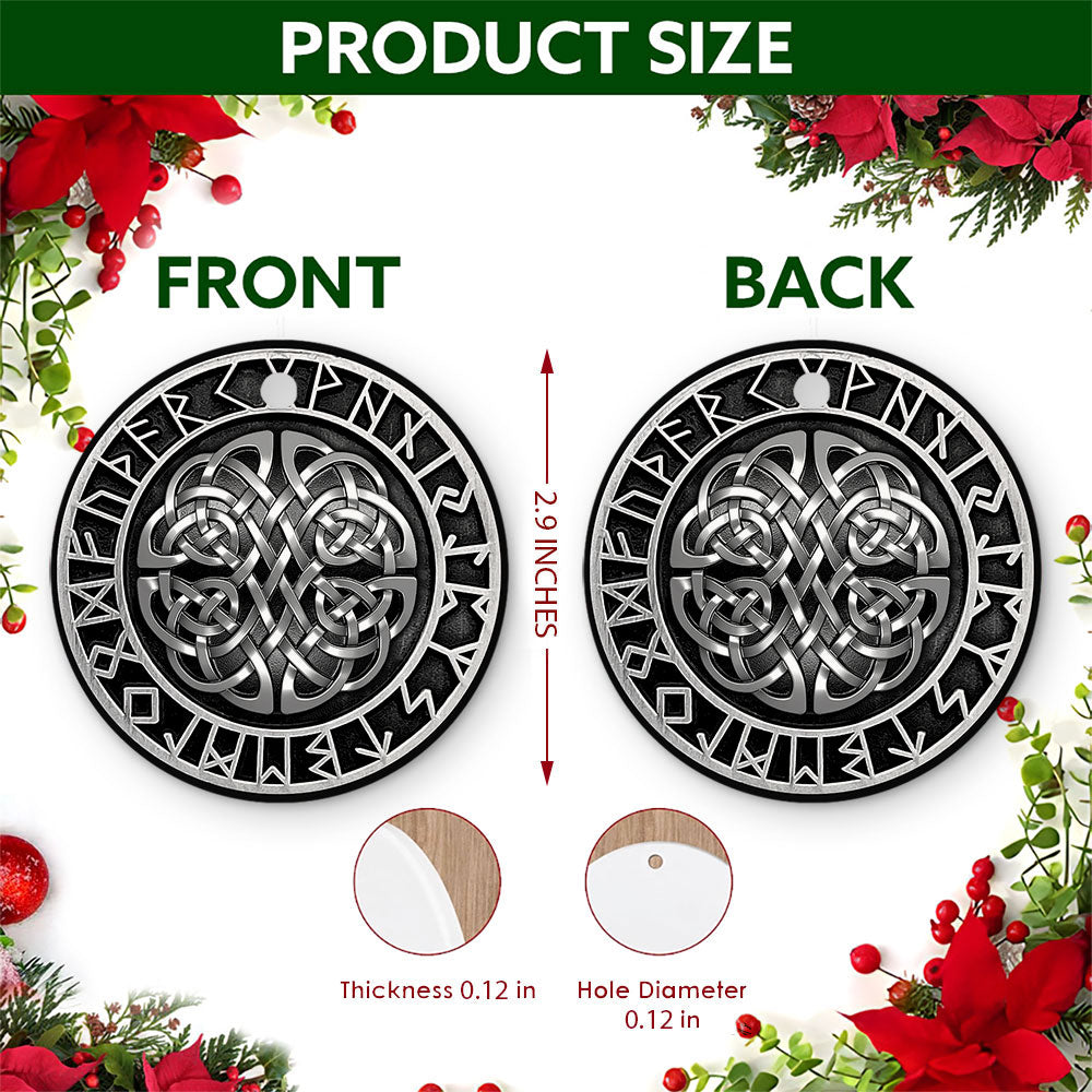 Viking Christmas Ornament, Norse Rune Celtic Knot Gift, Ceramic Hanging Tree Decoration
