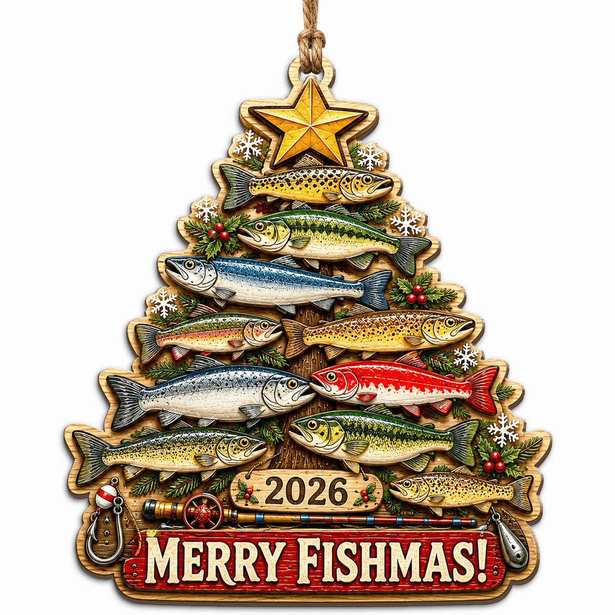 Fisherman Holiday Keepsake, Stocking Stuffer For Angler, Lake Trout Bass Mantle Decor