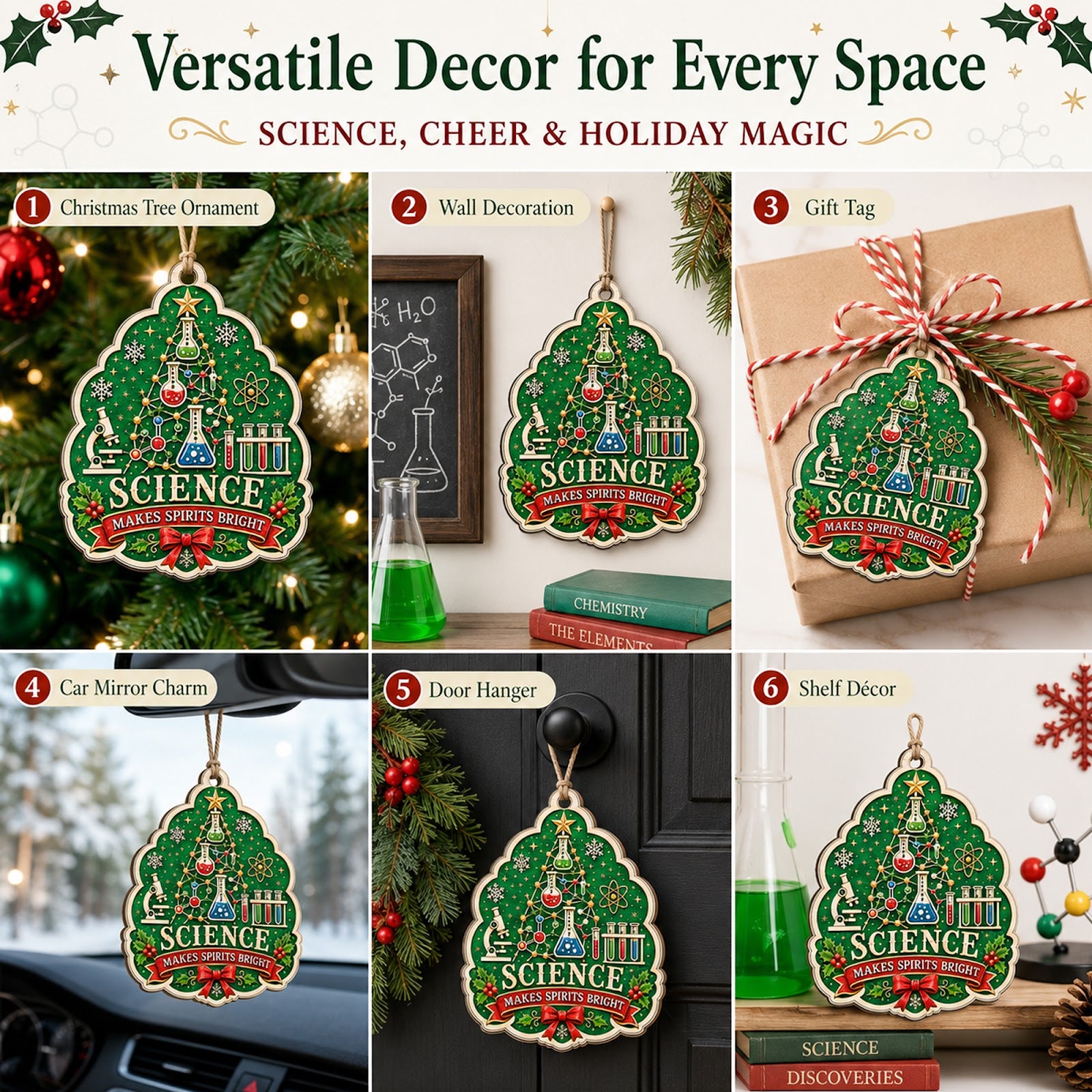 Science Wood Christmas Ornament