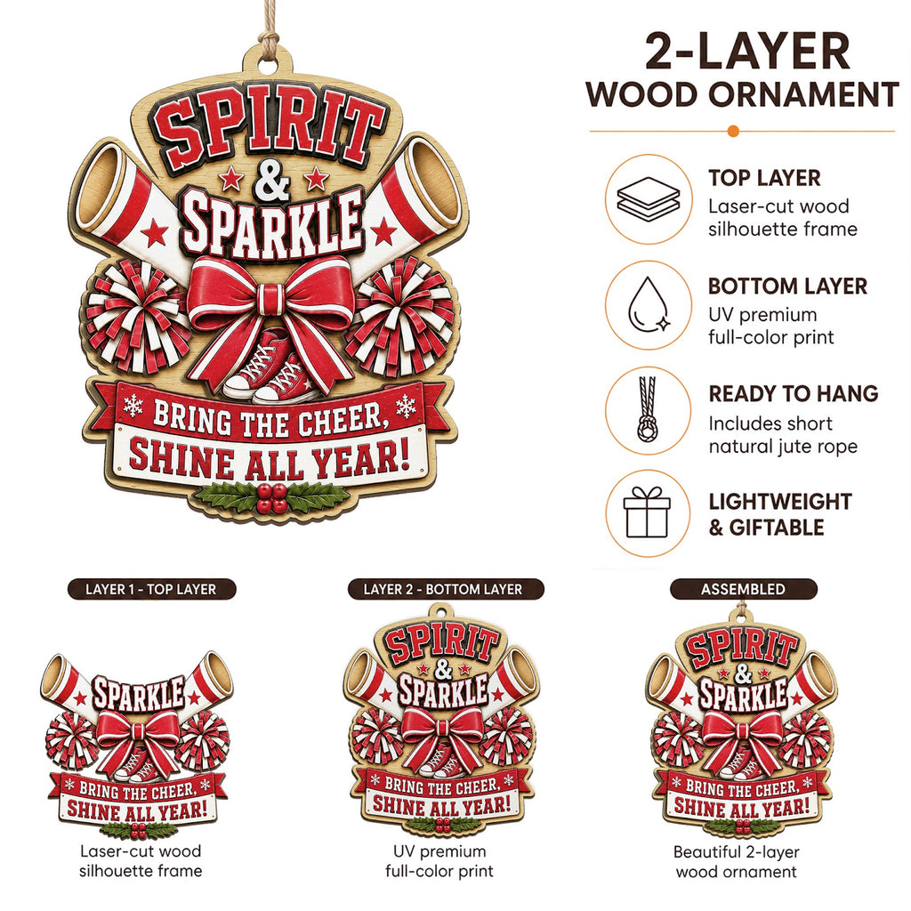 Cheerleader Wood Christmas Ornament