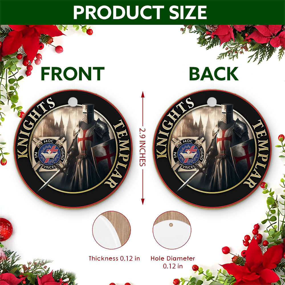Knights Templar Christmas Ornament, In Hoc Signo Vinces Crusader Gift, Ceramic Tree Decoration